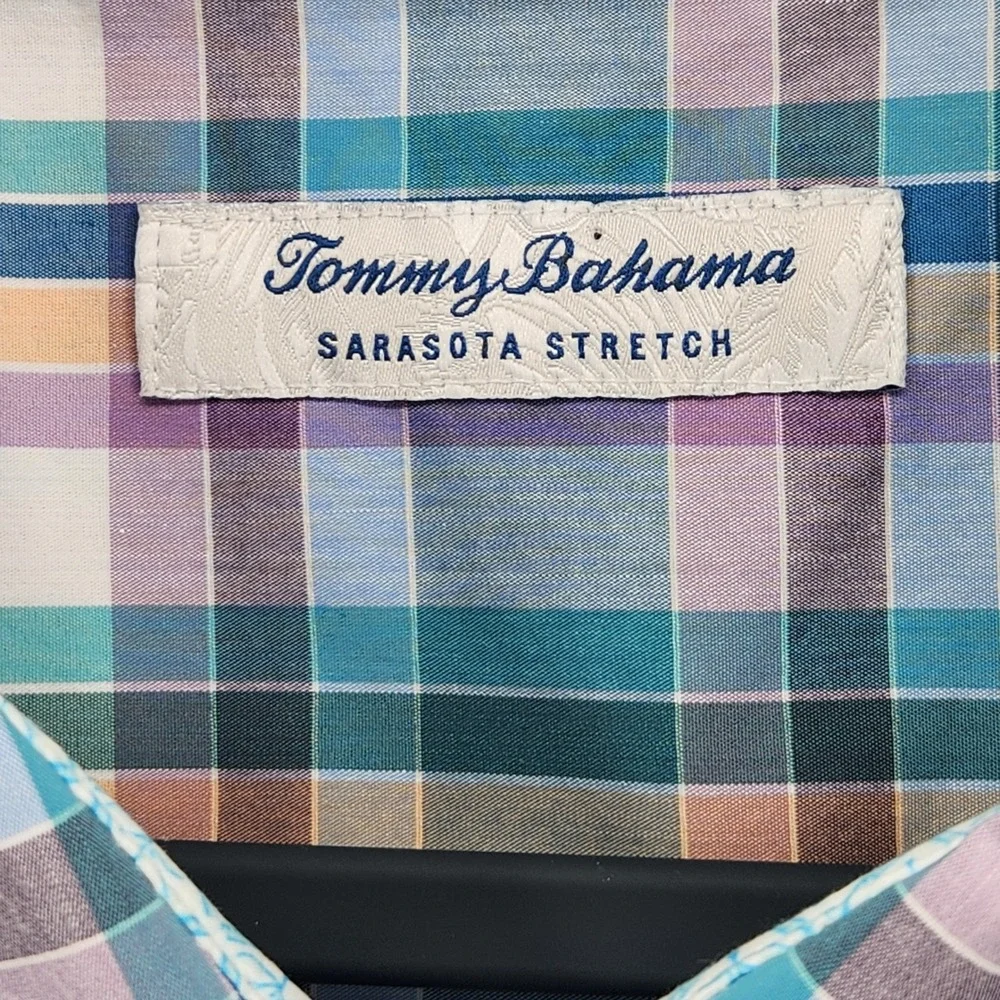 Tommy Bahama Sarasota‎ Stretch Los Reyes Plaid Shirt XXXL Eclipse ST326978 NEW